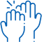 Two hands reaching upward with sparkles, symbolizing support and positivity.