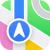 Colorful map application icon with location pin marker and navigation elements in blue, green, and pink.