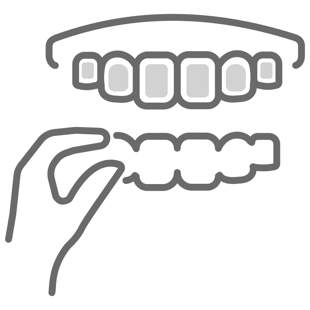 Dental prosthetics illustration showing upper and lower dentures with placement demonstration.